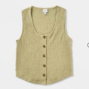 a new day Textured Sleeveless Blouse - Light Olive green